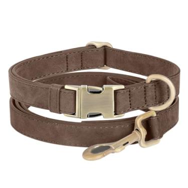 Imagem de Coleira de couro genuíno para cães – Coleira ajustável para animais de estimação com fivela de metal de liberação rápida, coleira de couro verdadeiro para cães pequenos, médios e grandes (coleira