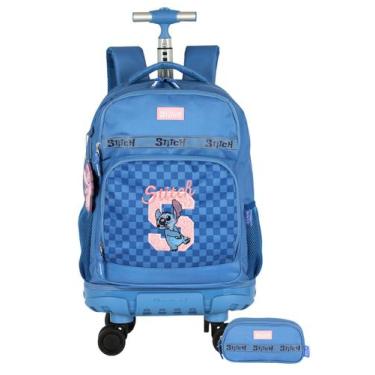 Imagem de Kit Lilo Stitch Mochila Rodas + Estojo Triplo Original Luxo - Luxcel, 