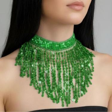 Imagem de Colar Gargantilha Franja Paetê Dança/ Carnaval - AB85 - Atelier Patric