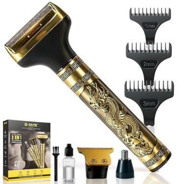 Imagem de Aparador de Barba Cabelo e Nariz Masculino Profissional Recarregável 3 em 1 Motor Potente Baixo Ruído Lâmina de Titânio IPX5