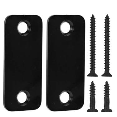 Imagem de 2 Placas de Vedação para Orifícios de Borda Porta, Placa Cobertura Trinco em Aço Inoxidável com Parafusos Fixação Placas Vedação Fechadura Porta para Maior Segurança Residencial (Preto)