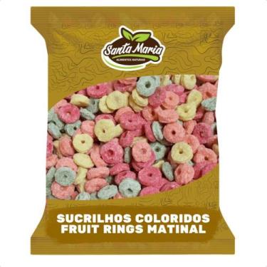 Imagem de Sucrilhos Colorido Fruit Rings Cereal Matinal 1kg - Santa Maria, 500g