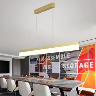 Imagem de Luminária de LED para Sala de Jantar, Luminária Pendente para Mesa de Jantar, Lustre com Controle Remoto e Intensidade Ajustável, Ideal para Cozinha, Escritório e Bar (Dourado, 150cm de Comp