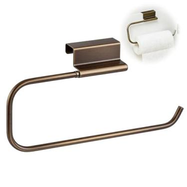 Imagem de Yaocom Suporte de toalha de papel para porta de armário de 30 cm, armazenamento e dispensador para cozinha, banheiro, lavanderia, aço inoxidável (bronze vintage, 1 peça)