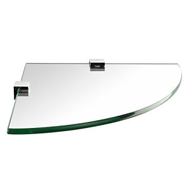 Imagem de Mount-It! Prateleira de vidro de canto para banheiro, chuveiro, quarto e armários, montagem na parede de vidro temperado de 8 mm de espessura, 9,75 polegadas