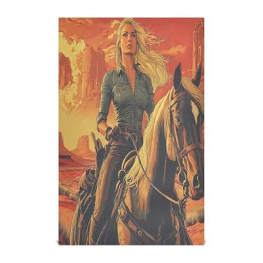 Imagem de xigua Lindo conjunto de 1 panos de prato de cozinha Cowgirl, macios e altamente absorventes de secagem rápida para limpeza de pratos e limpeza à mão, 71 x 45 cm