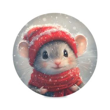 Imagem de STAYTOP Lindo jogo americano redondo de Natal com 4 peças, tapetes de mesa antiderrapantes fáceis de limpar para casa, cozinha, churrasco, festa, decoração de mesa