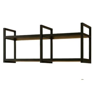 Imagem de Prateleira Nicho Suspensa Estilo Industrial 100cm – Estrutura de Ferro e Tampo de Madeira MDF, Moderna e Funcional(PRETO/BRANCO)