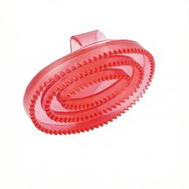 Imagem de Escova de limpeza de cavalo com glitter para animais de estimação e cavalos vermelha