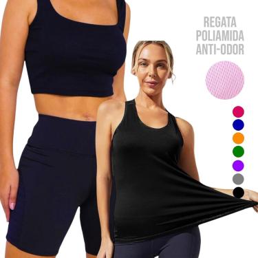 Imagem de Camiseta Regata Dry MALHA FRIA POLIAMIDA + Short Leg Legging REDINHA Conjunto Fitness 549-Feminino