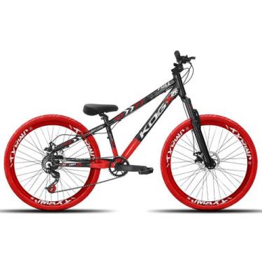Imagem de Bicicleta aro 26 KOG Freeride Kit Single Pneus Flame, Preto, Vermelho 