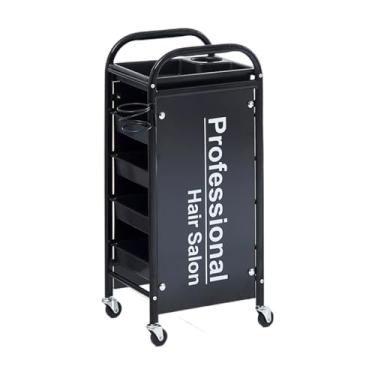 Imagem de Carrinho de cabeleireiro com rodas – Carrinho de armazenamento de barbearia com 5 gavetas, grande capacidade, 4 rodízios universais, carrinho de cabeleireiro móvel para salão de beleza, spa e tatuagem