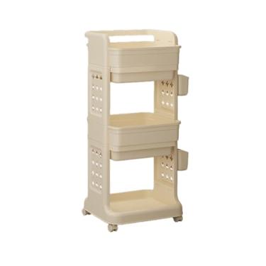 Imagem de Carrinho de beleza de barbearia com rodas e bancada, rack de armazenamento em camadas para salão, spa e tatuagem, orifícios de ventilação lateral e cestos suspensos, altura ajustável (38,5 x 35,5 x