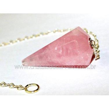 Imagem de 50 Pêndulos de Quartzo Rosa Comum - Pedra Natural Lapidação Facetada -