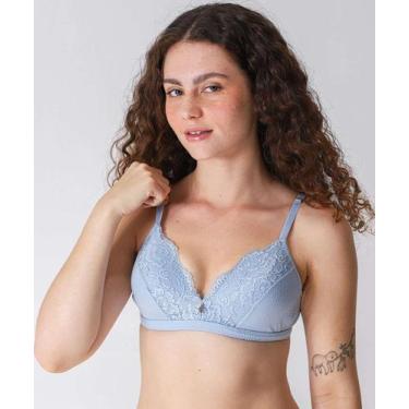 Imagem de Sutiã Triângulo Textura Recorte Renda Marisa Azul-71068, 46, Azul