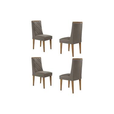 Imagem de Cadeira de Cozinha Pietá Kit 4 Un Madeira Capuccino/Suede Capuccino - Rufato
