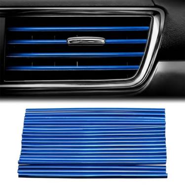 Imagem de 20 peças de tiras de decoração de ar condicionado para carro, saída de saída de ar automotiva, tiras de acabamento faça você mesmo, acessórios de decoração de carro para a maioria dos carros, azul