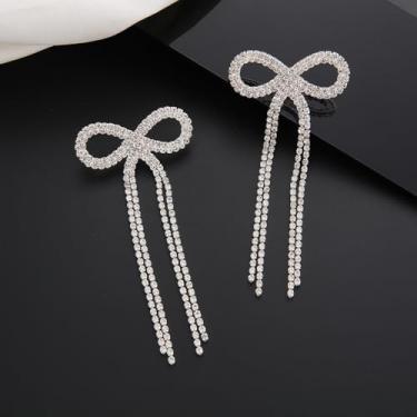 Imagem de Brincos femininos banhados a ouro/prata 14 quilates com borla de zircônia cúbica, acessórios hipoalergênicos, joias de ouro/prata, presentes para mulheres, Medium, Metal, Sem pedra preciosa