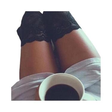 Imagem de Meias Femininas Quentes Acima Do Joelho, Com Cadarço, De Algodão, Meia