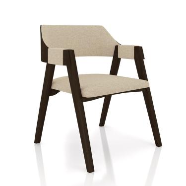 Imagem de Cadeira Sala de Jantar e Jogos Carteados Madeira Maciça Poker Linho OffWhite/Capuccino G42 - Gran Belo