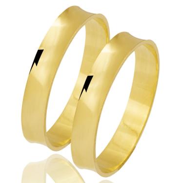 Imagem de Par De Alianças Em Ouro 18k Concavas 4mm