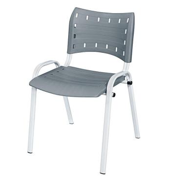 Imagem de Cadeira Iso Base Branco Igreja, Escola, Escritório - Cinza Kit 1 Peça