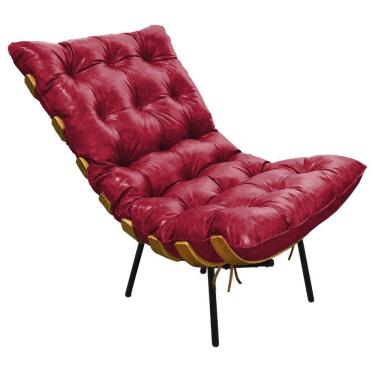 Imagem de Poltrona Costela Corano Base de Metal D´rossi Vermelho