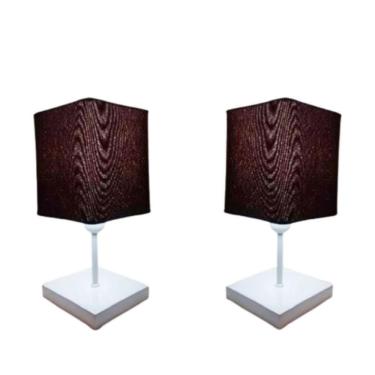 Imagem de Abajures Quadrados Md-2008br Cúpula Tecido Café