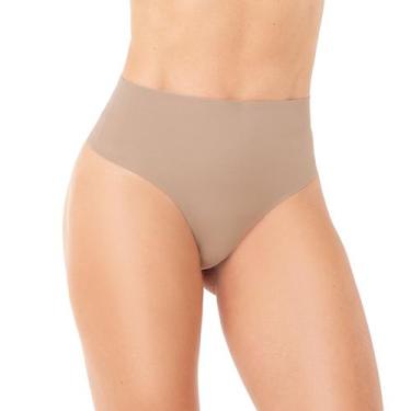 Imagem de Calcinha Fio Dental Cós Alto Laser Termofusionada Bege Zee Rucci, G