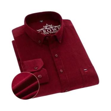 Imagem de Camisa Social Masculina plus Size 6XL 7XL De Veludo Cotelê Manga Longa