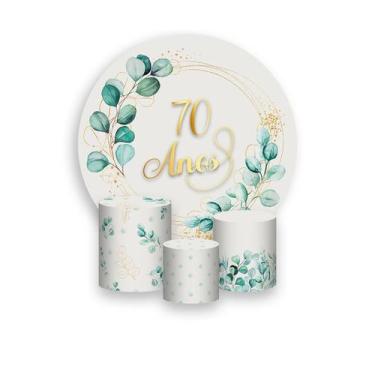 Imagem de Painel De Festa Redondo 1,50x1,50 + Trio De Capas Cilindro - 70 Anos G