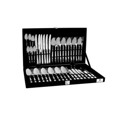 Imagem de Faqueiro Estojo Madeira Veludo Preto 42 Peças Olímpia - Hercules