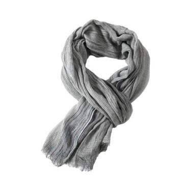 Imagem de Cachecol Masculino De Algodão E Linho Listrado, Quente Para Outono E I