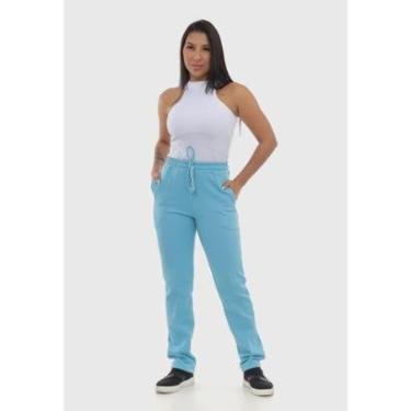 Imagem de Calça Feminina em Moletom 7860 azul claro ciano-Feminino