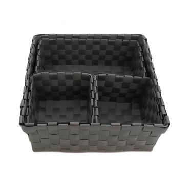 Imagem de Conjunto de Cestas Organizadoras Le com 4 Unidades Trançadas Cinza