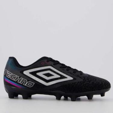 Imagem de Chuteira Umbro Techno II Campo Preta e Cinza-Masculino