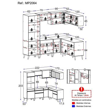 Imagem de Cozinha Completa De Canto Veneza Gb Mp2064 Com Armário E Balcão Preta