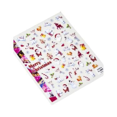 Imagem de Adesivos De Unha De Natal Com Floco De Neve Rosa, Decalques De Unha 5D