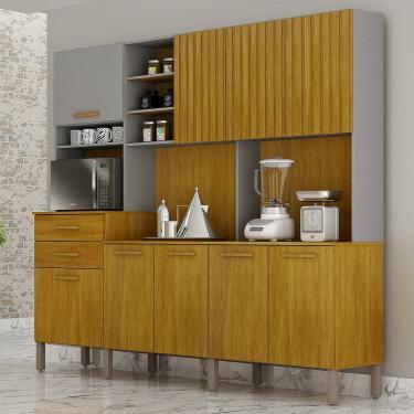 Imagem de Armário de Cozinha Lira Plus 9 Portas 2 Gavetas Nicho Espaço para Microondas Mobilihouse