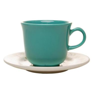 Imagem de Xícara de Chá com Pires Lyor Botanique Verde 260ml Cerâmica - Wolff