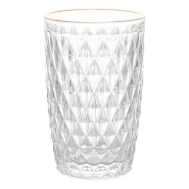 Imagem de Copo Alto Lyor Bico de Abacaxi de Vidro com Fio de Ouro