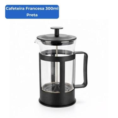 Imagem de Cafeteira Francesa 300ml Prensa Vidro e Plástico Preta Gourmet Para Ca