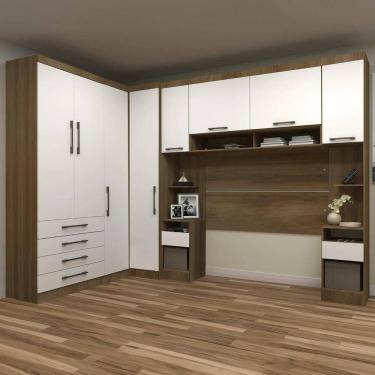 Imagem de Guarda Roupa Casal Modulado Cp01 Delphi Avelã/Branco L01 - Mpozenato