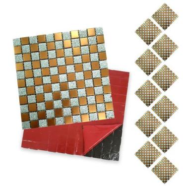 Imagem de Pastilha De Vidro Kit 11 Uni Adesiva Parede Cozinha Sala Banheiro Deco