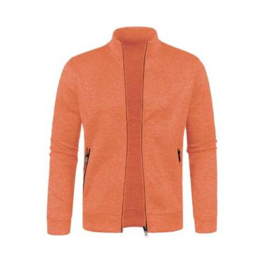 Imagem de Jaqueta Masculina De Moletom Com Zíper Longo, Bloco De Cores, Pelúcia 