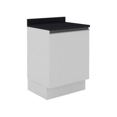 Imagem de Balcão Acordes 100% Mdf 60cm 1 Porta Frente Branco Brilho - MADESA, Br