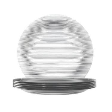 Imagem de Jogo 6 Pratos Fundos De Vidro 22 cm  Transparente Diamante Duralex Nad