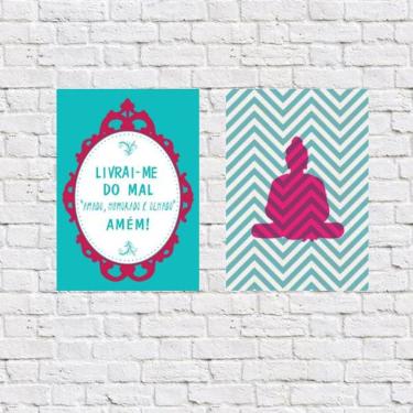 Imagem de Kit 2 Placas Decorativas Livrai-Me Do Mal 18x27cm