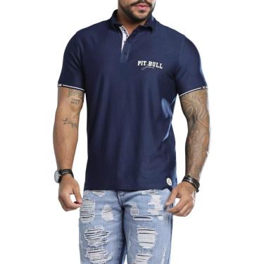 Imagem de Camisa Gola Polo Masculina Fecho botões de pressão Azul Pit Bull 88126-Masculino