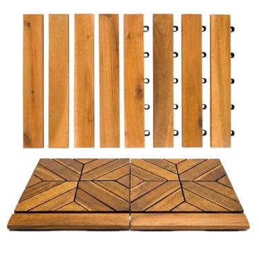 Imagem de Majestick Goods Bordas Para Ladrilhos De Deck Interligados | Borda De Encaixe Para Piso De Madeira | Borda De Ladrilho De Deck De Piso - 12 X 12 Piso De Madeira De Acácia Para Pátio Externo, Piso De